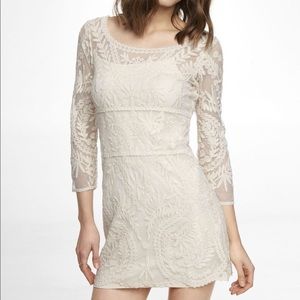 Express cream and black lace dress
